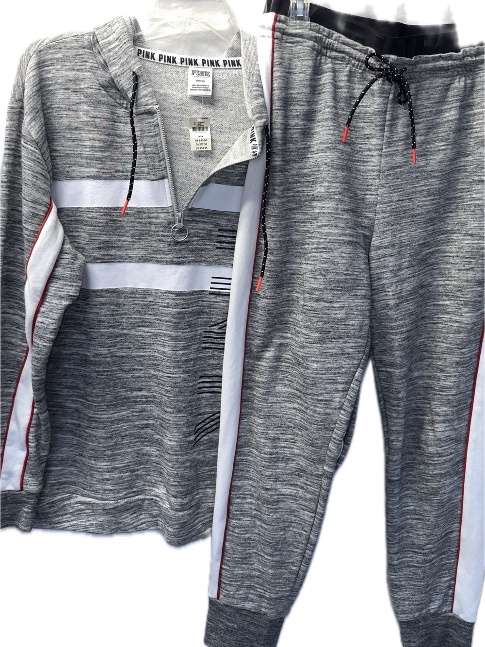 Pink Victoria's Secret Gray Hoodie and Joggers Set 2pc. Loungewear. Size M NWT